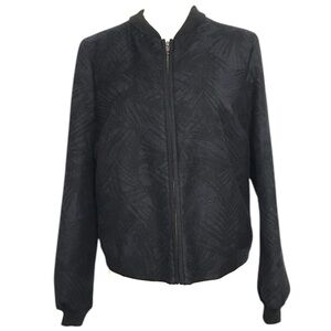 NWT Helene Berman Palm Leaf Print Bomber Jacket Size Medium Made in England